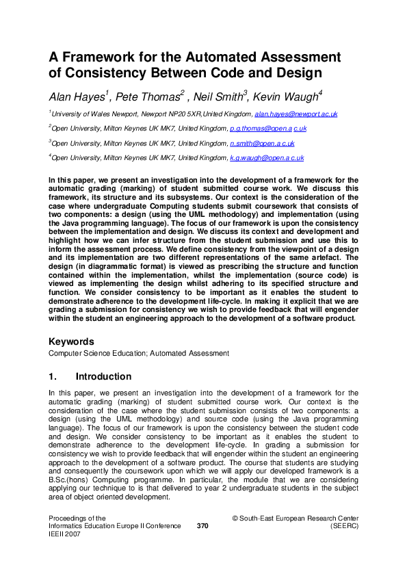 (PDF) A framework for the automated assessment of consistency between ...