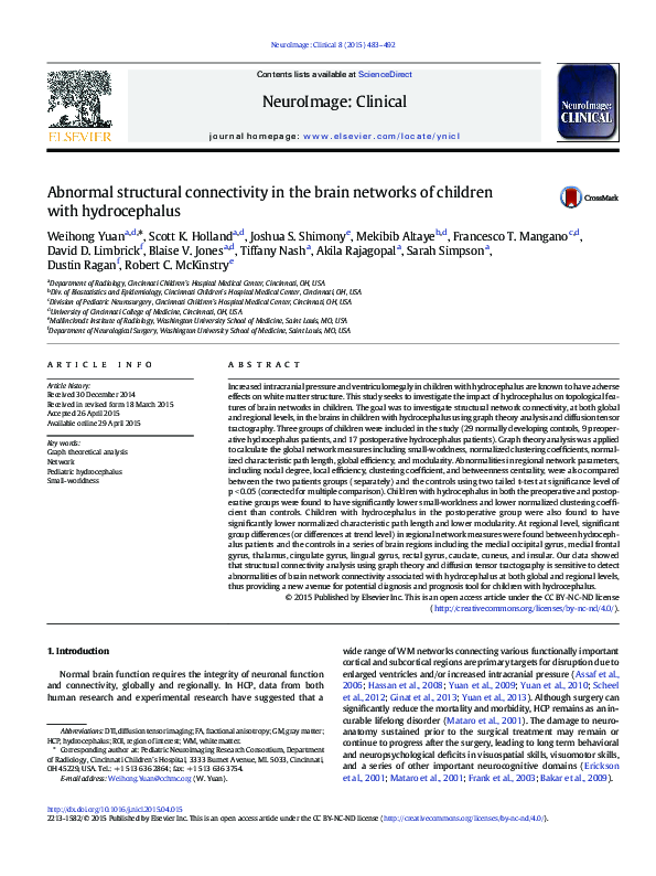 (PDF) Abnormal structural connectivity in the brain networks of ...