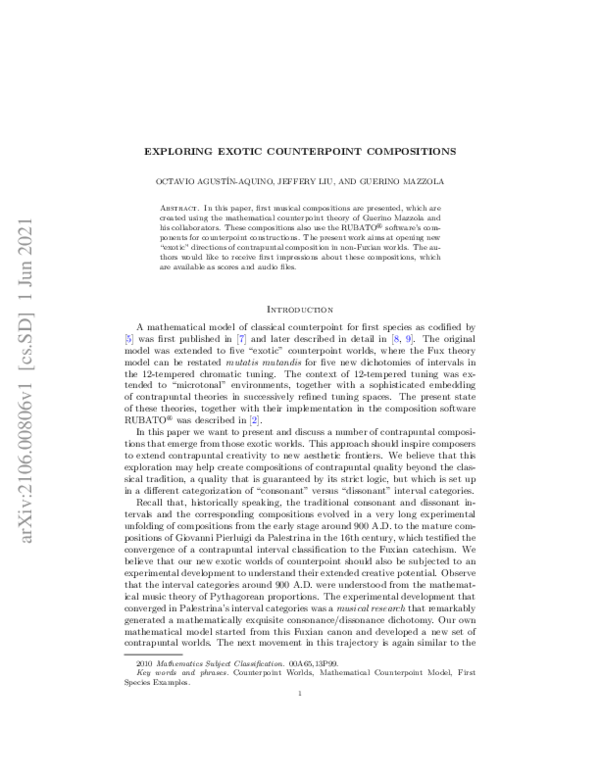(PDF) Exploring Exotic Counterpoint Compositions