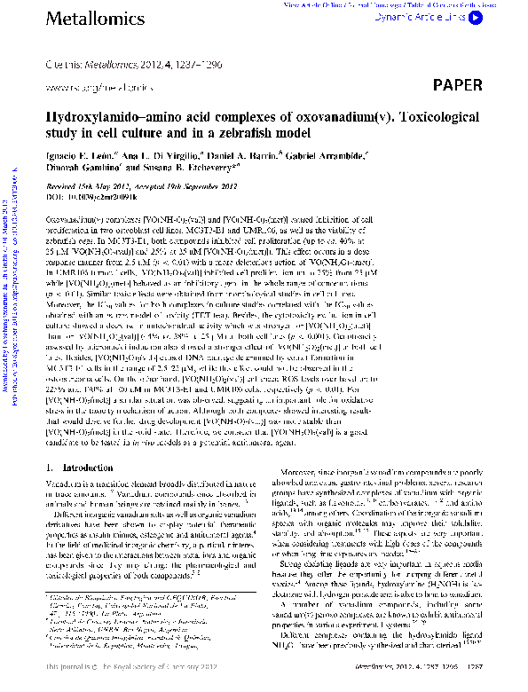 (PDF) Hydroxylamido–amino acid complexes of oxovanadium(v ...