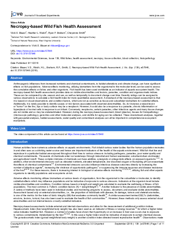 (PDF) Necropsy-based Wild Fish Health Assessment