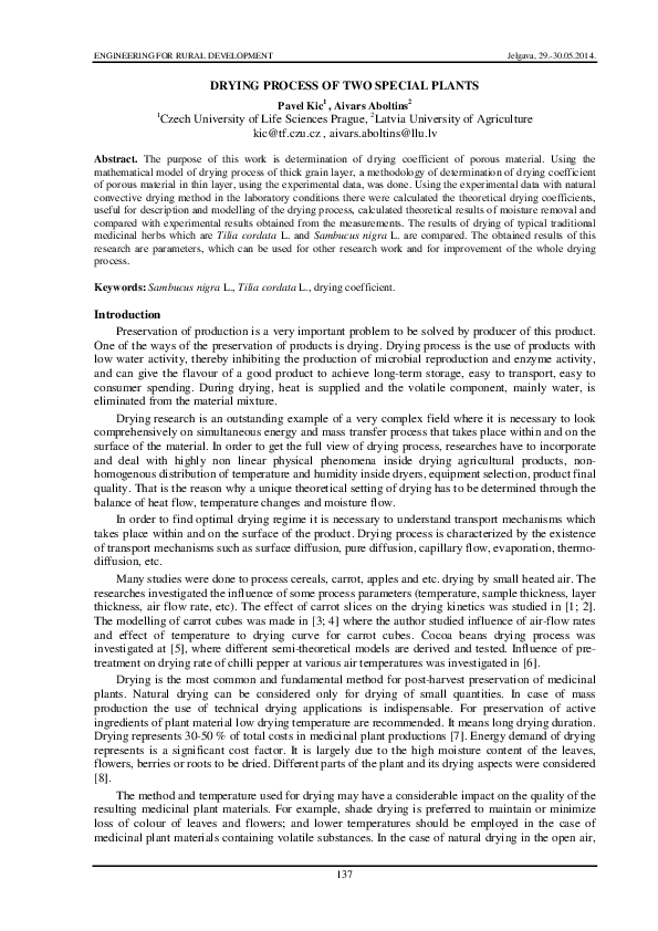 (PDF) Drying Process of Two Special Plants