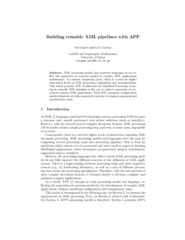 (PDF) Building reusable XML pipelines with APP