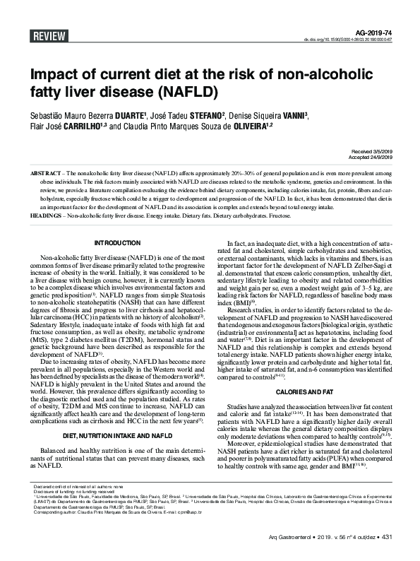 (PDF) Impact of Current Diet at the Risk of Non-Alcoholic Fatty Liver ...
