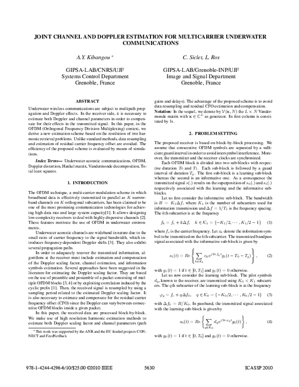 (PDF) Joint channel and Doppler estimation for multicarrier underwater ...