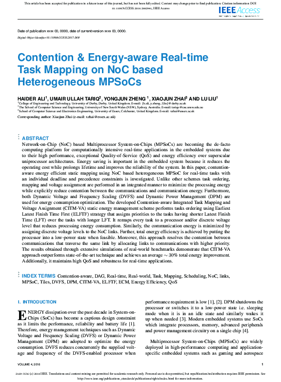 (PDF) Contention & Energy-aware Real-time Task Mapping on NoC based ...