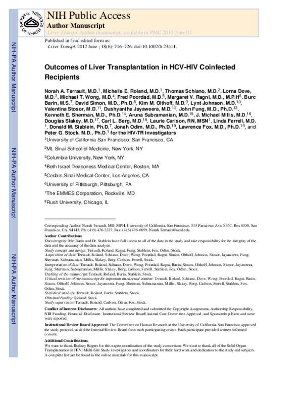 (PDF) Outcomes of liver transplant recipients with hepatitis C and ...