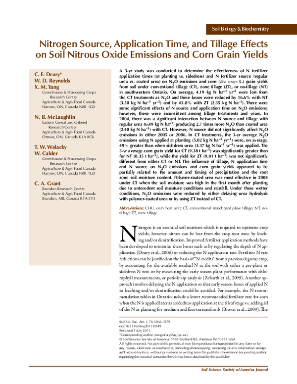 (PDF) Nitrogen Source, Application Time, and Tillage Effects on Soil ...