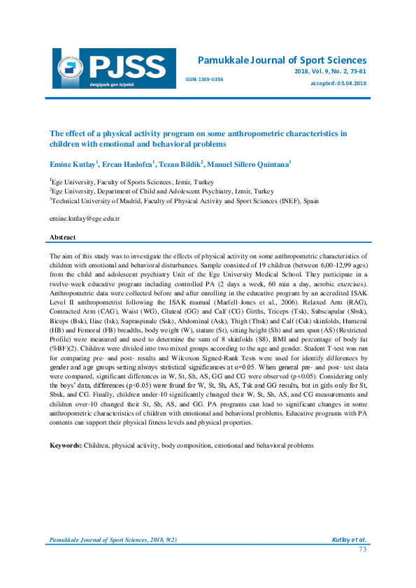 (PDF) The Effect of a Physical Activity Program on Some Anthropometric ...