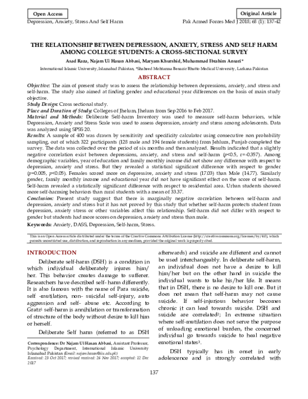 (PDF) The Relationship Between Depression, Anxiety, Stress and Self ...