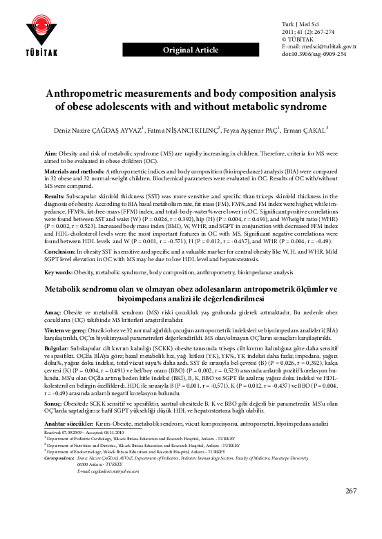 (PDF) Anthropometric measurements and body composition analysis of ...