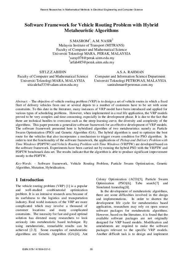 (PDF) Software Framework for Vehicle Routing Problem with Hybrid ...