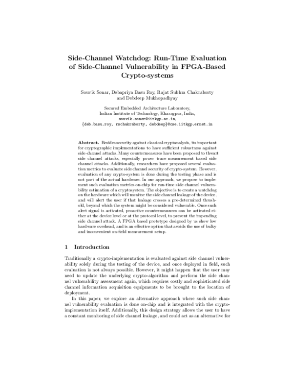 (PDF) Side-Channel Watchdog: Run-Time Evaluation of Side-Channel ...
