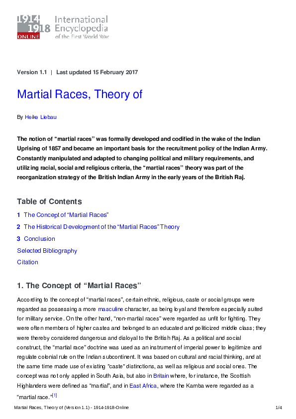 (PDF) The Concept of “ Martial Races ” 2 The Historical Development of ...