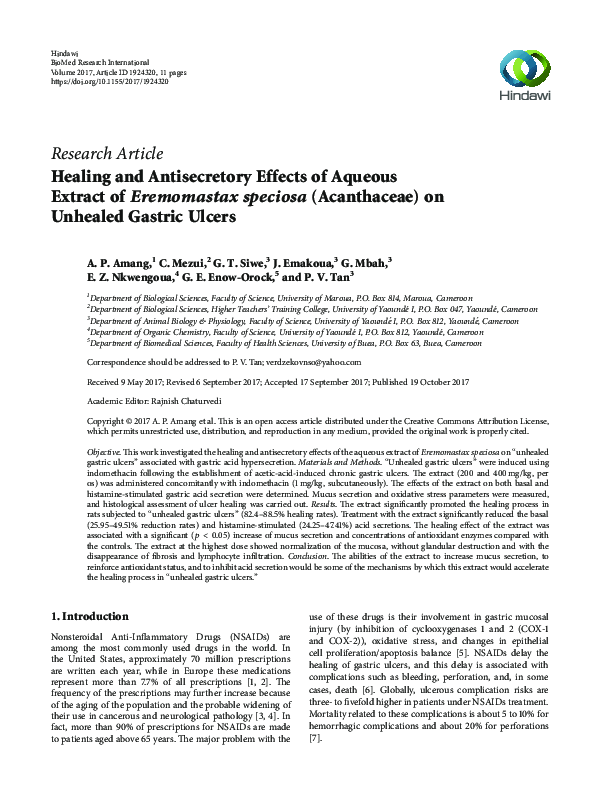 (PDF) Healing and Antisecretory Effects of Aqueous Extract of ...
