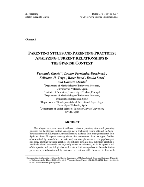 (PDF) Parenting Styles and Parenting Practices: Analyzing Current ...