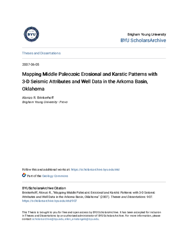 (PDF) Mapping Middle Paleozoic Erosional and Karstic Patterns with 3-D ...