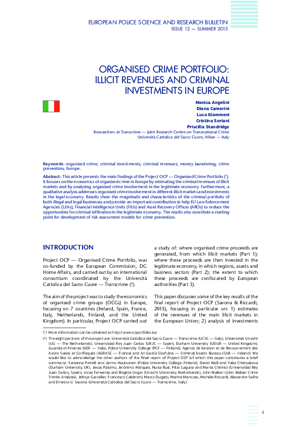 (PDF) Organised crime portfolio: illicit revenues and criminal ...