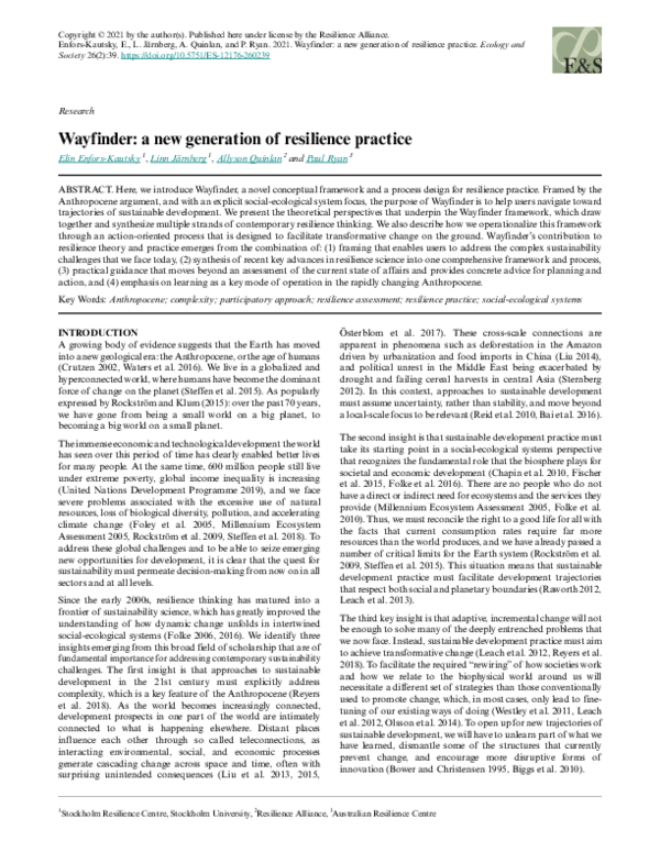 (PDF) Wayfinder: a new generation of resilience practice