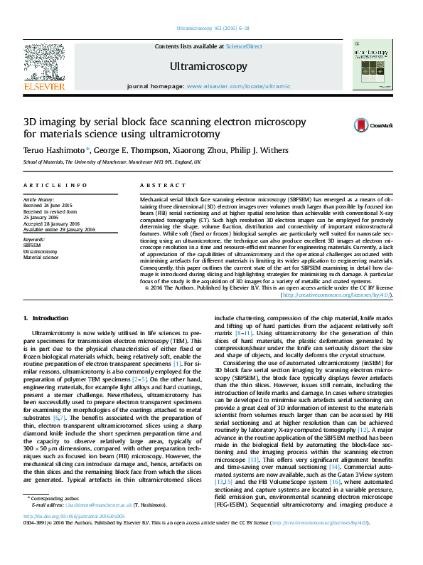 (PDF) 3D imaging by serial block face scanning electron microscopy for ...