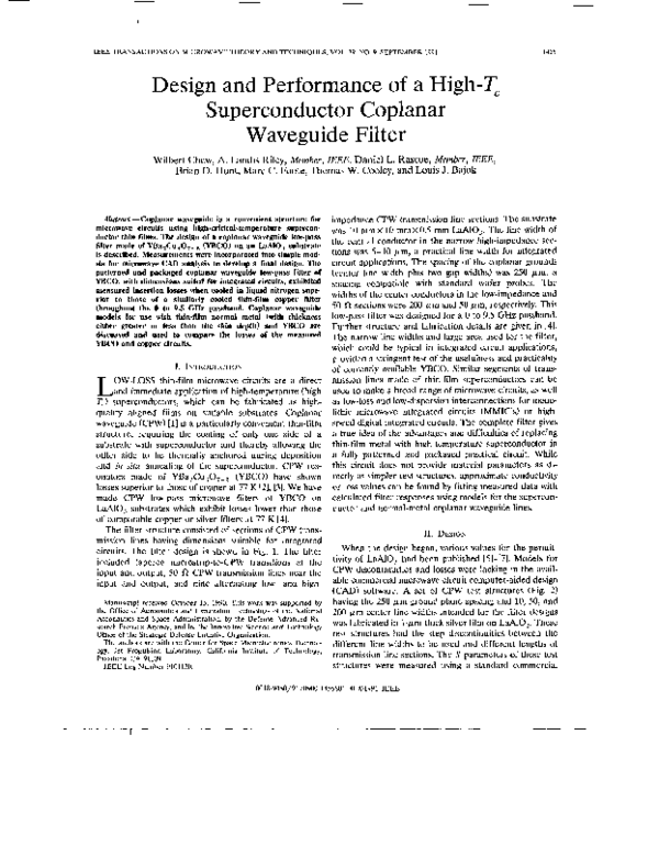(PDF) Design and performance of a high-T/sub c/ superconductor coplanar ...