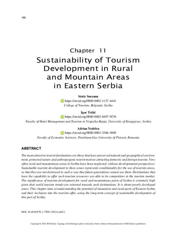 (PDF) Sustainability of Tourism Development in Rural and Mountain Areas ...