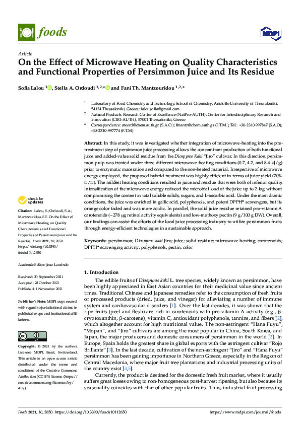 (PDF) On the Effect of Microwave Heating on Quality Characteristics and ...