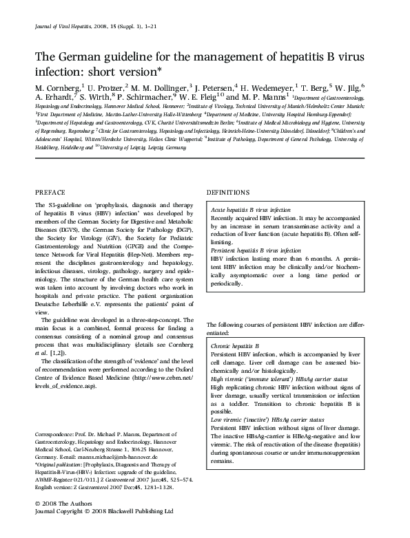(PDF) The German guideline for the management of hepatitis B virus ...
