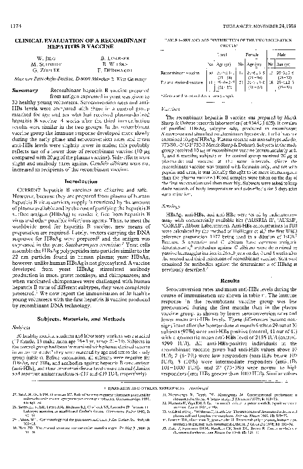 (PDF) Clinical Evaluation of a Recombinant Hepatitis B Vaccine