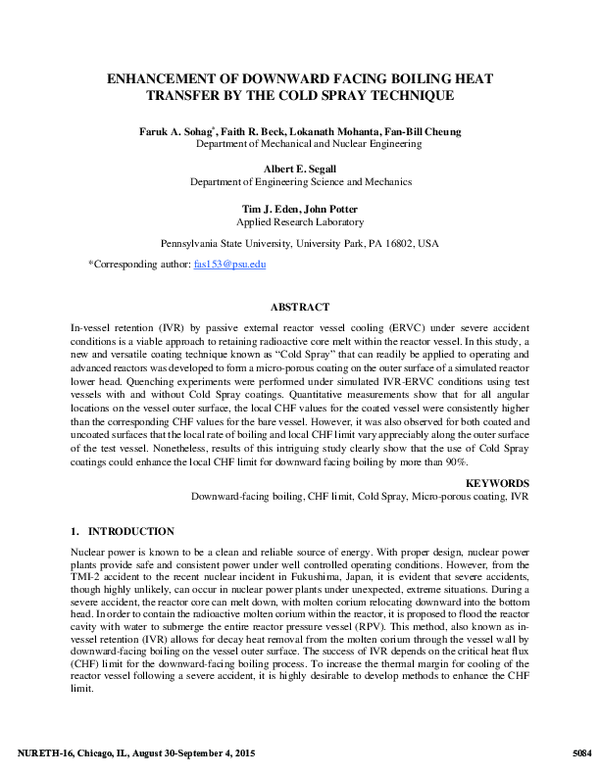 (PDF) Enhancement of downward facing boiling heat transfer by the cold ...