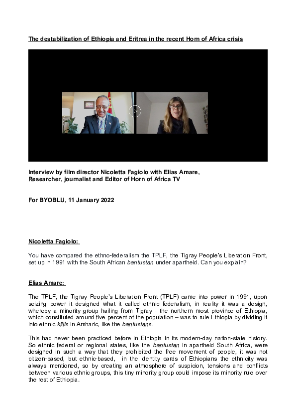 (DOC) The destabilization of Ethiopia and Eritrea in the recent Horn of ...