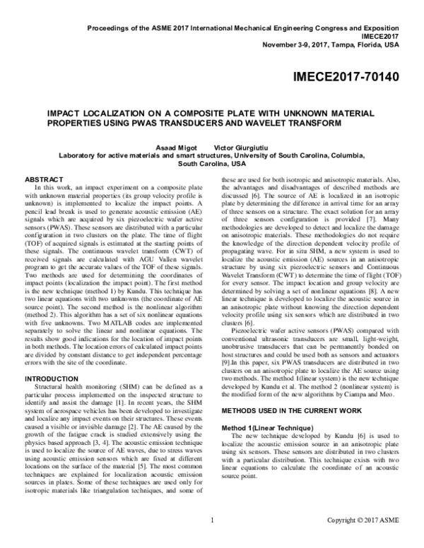 (PDF) Impact Localization on a Composite Plate With Unknown Material ...