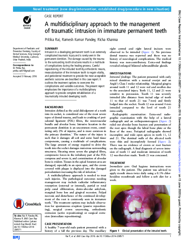(PDF) A multidisciplinary approach to the management of traumatic ...