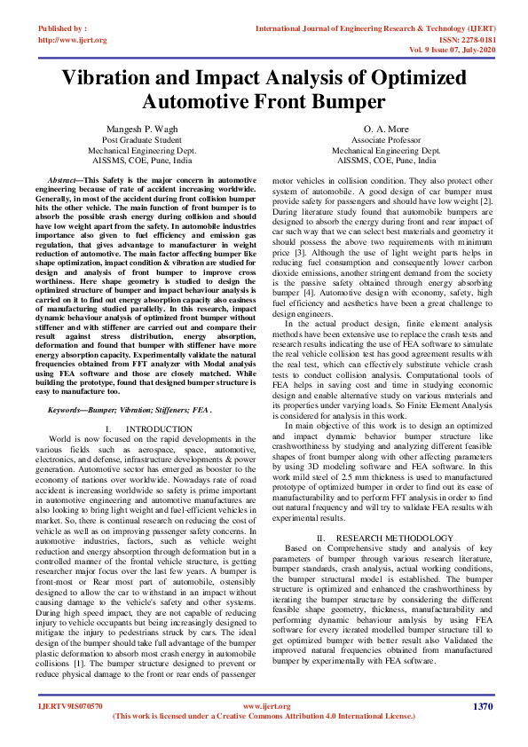 (PDF) Vibration and Impact Analysis of Optimized Automotive Front Bumper