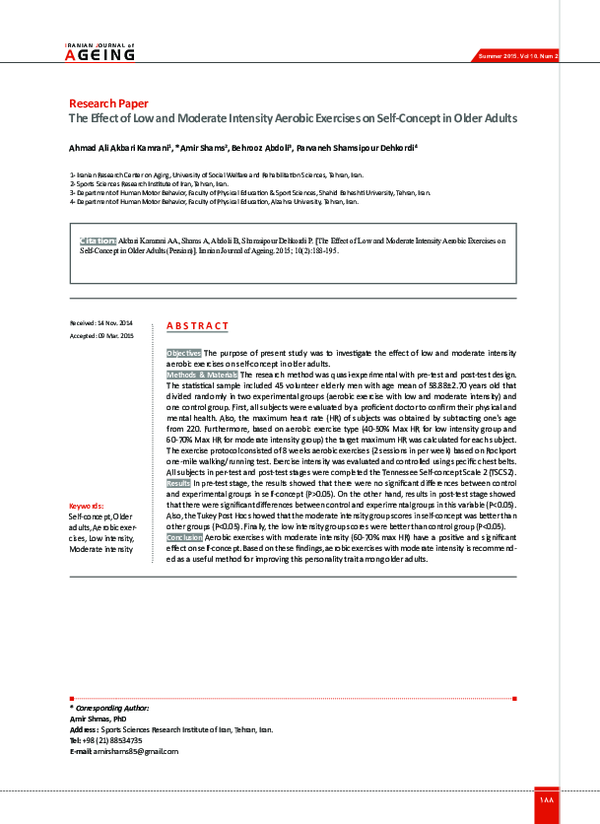 (PDF) The Effect of Low and Moderate Intensity Aerobic Exercises on ...