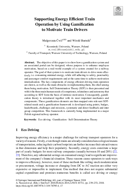(PDF) Supporting Energy Efficient Train Operation by Using Gamification ...