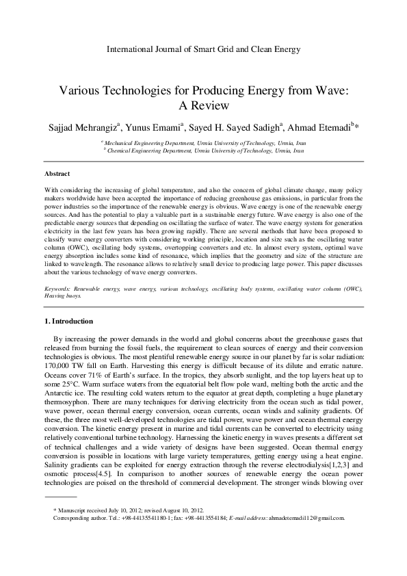 (PDF) International Journal of Smart Grid and Clean Energy Various ...
