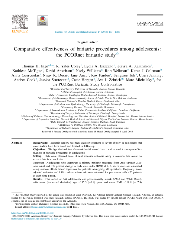 (PDF) Comparative effectiveness of bariatric procedures among ...