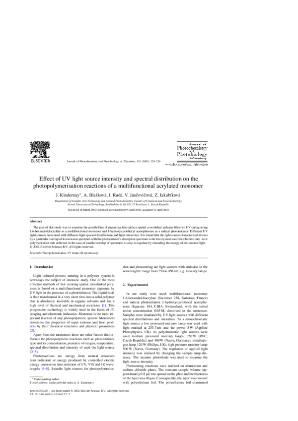 (PDF) Effect of UV light source intensity and spectral distribution on ...