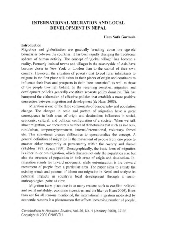 (PDF) International migration and local development in Nepal