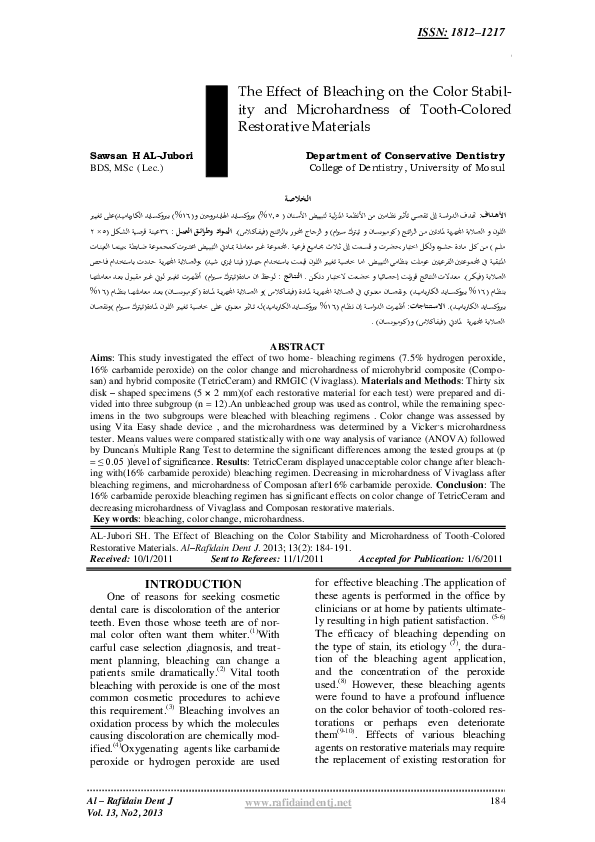 (PDF) The Effect of Bleaching on the Color Stability and Microhardness
