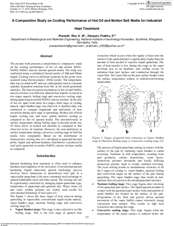 (PDF) A Comparative Study on Cooling Performance of Hot Oil and Molten ...