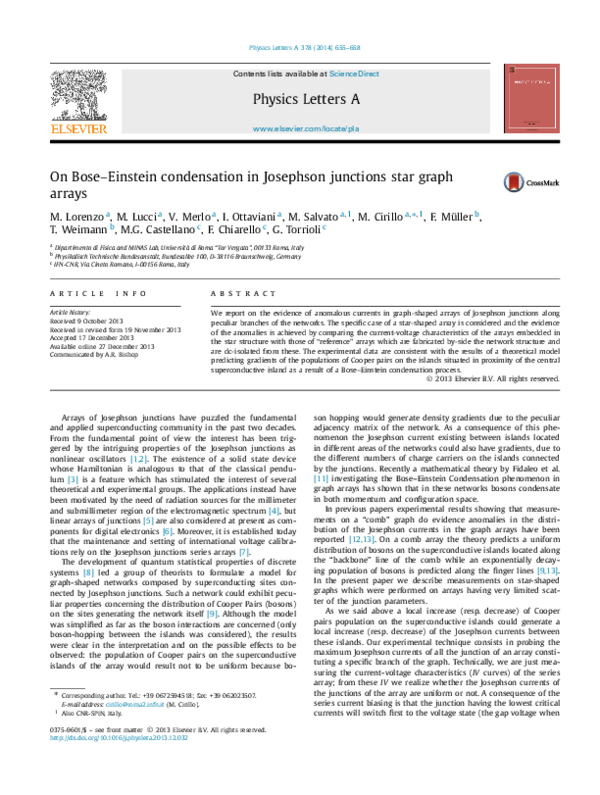 (PDF) On Bose–Einstein condensation in Josephson junctions star graph ...