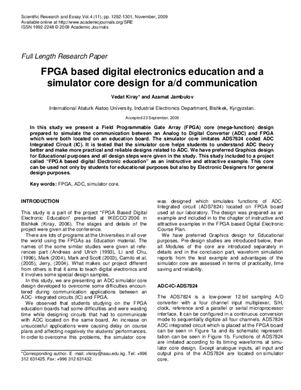 (PDF) FPGA Simulator Core for ADC Education