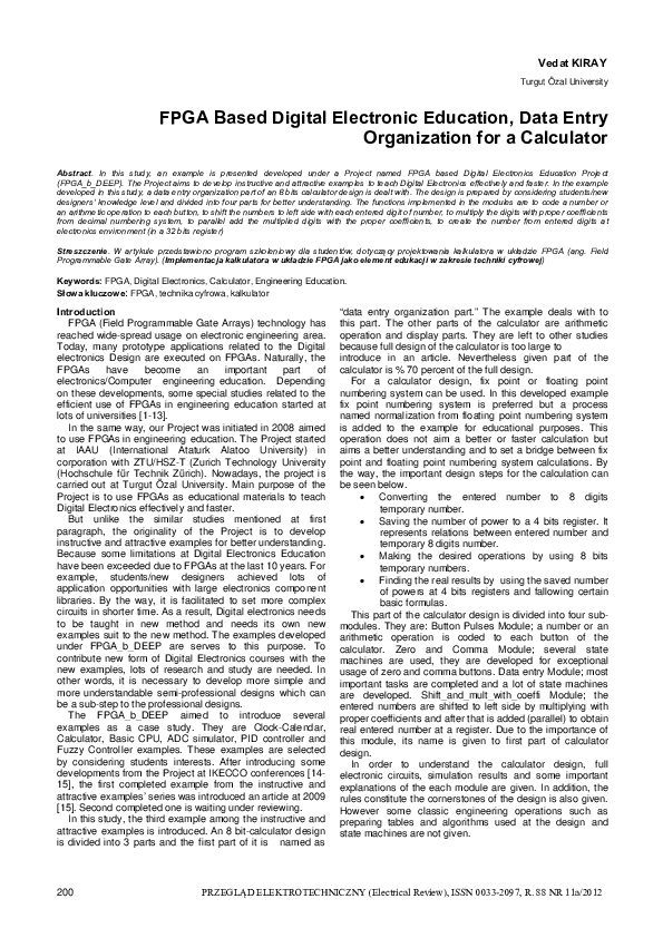 (PDF) FPGA Based Digital Electronic Education, Data Entry Organization ...