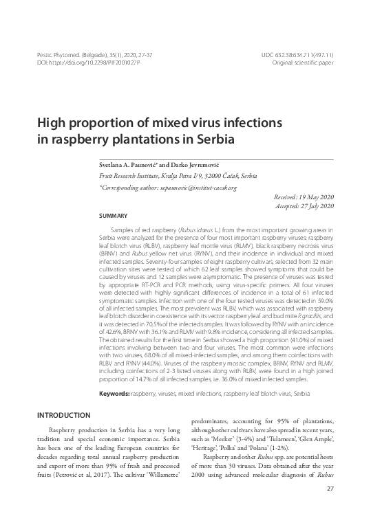 (PDF) High proportion of mixed virus infections in raspberry ...