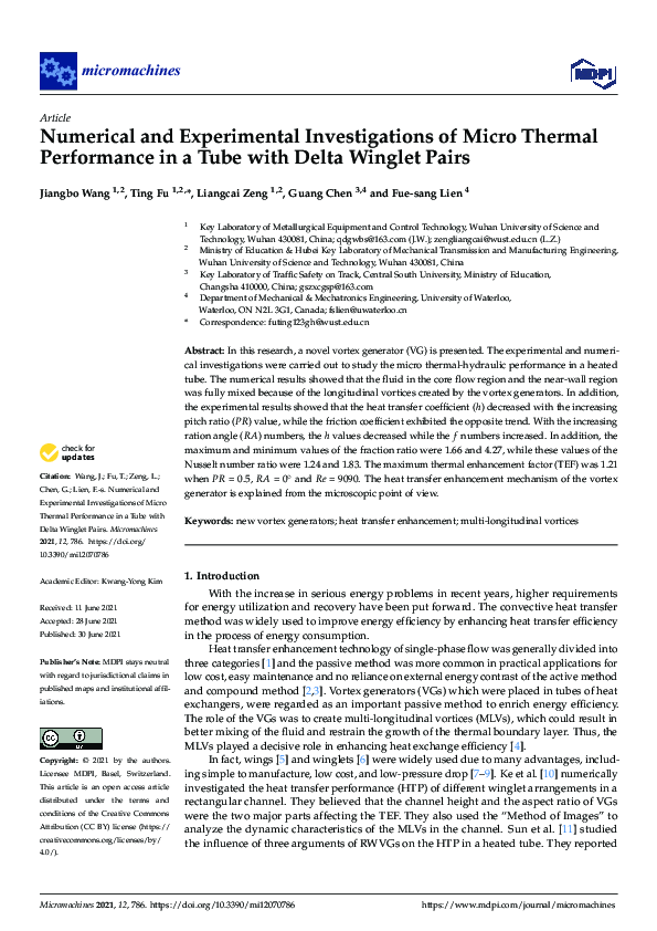 (PDF) Numerical and Experimental Investigations of Micro Thermal ...