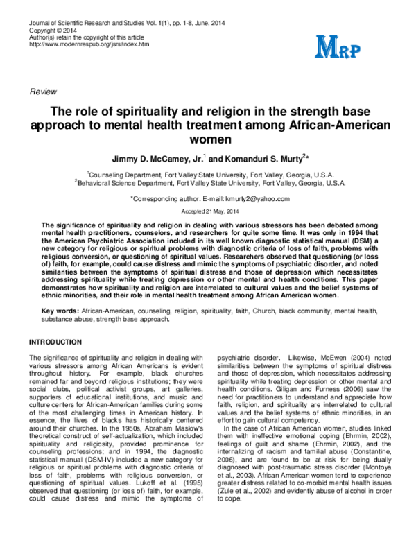(PDF) The role of spirituality and religion in the strength base ...