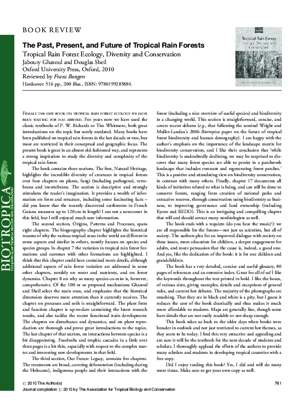 (PDF) The Past, Present, and Future of Tropical Rain Forests