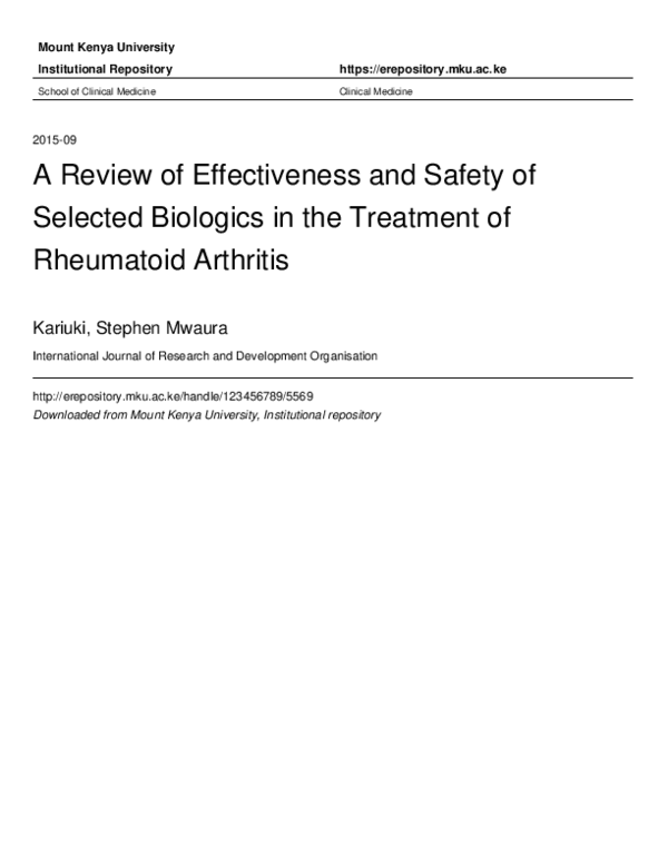 (PDF) A Review of Effectiveness and Safety of Selected Biologics in the ...